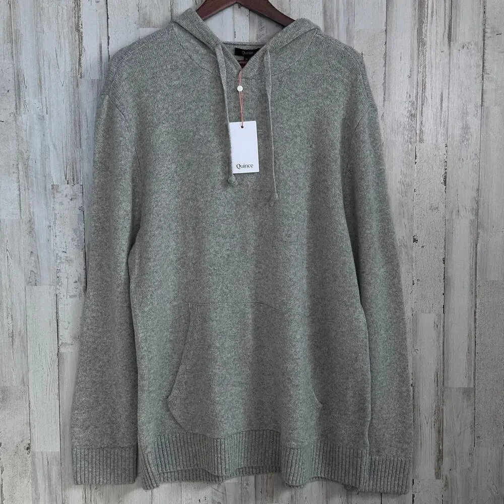 Quince Mens 100 Yak Wool Pullover Hoodie XL Warm Heather Grey Quiet Luxury